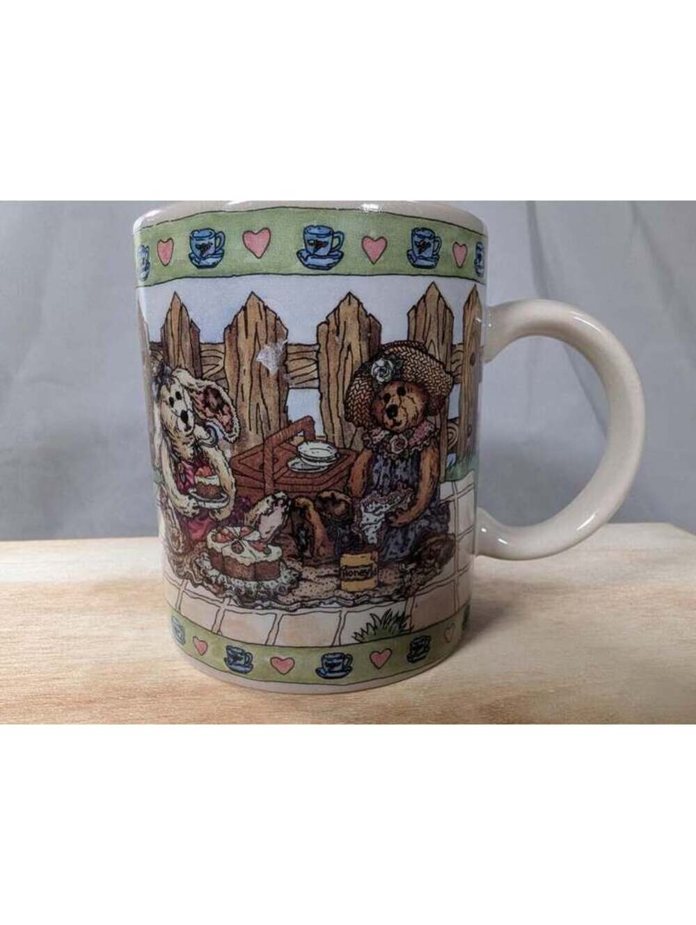 Vintage Boyds Collection Bearware Pottery Works 1998 Bear & Rabbit Tea Party